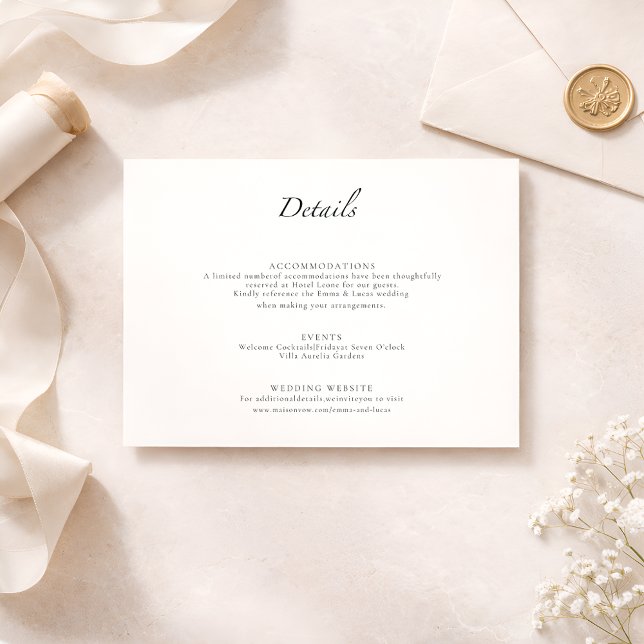 Carte D'accompagnement Minimal Luxury Modern Elegant Wedding Suite Insert (Créateur téléchargé)
