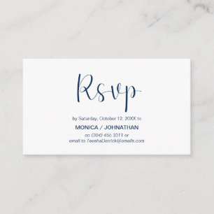 Carte D'accompagnement Minimal moderne, bleu marine, réponse du RSVP