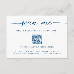 Carte D'accompagnement Minimal moderne marine bleu me scanner QR RSVP