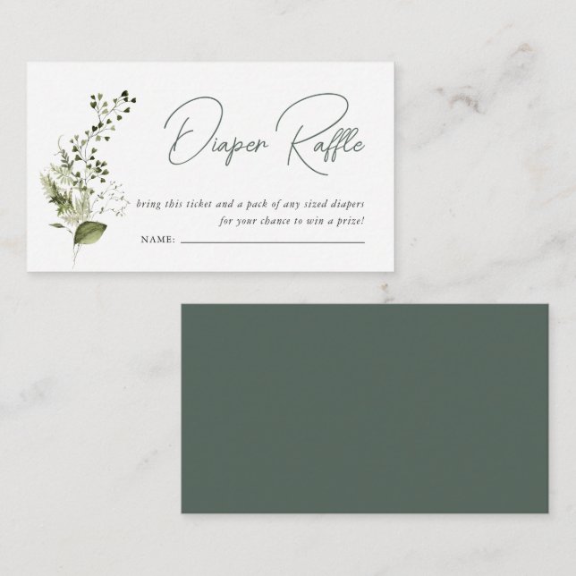 Carte D'accompagnement Minimal moderne | Raffle de couches de verdure pri (Devant / Derrière)