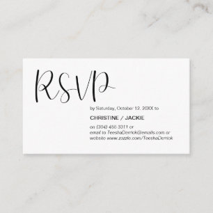 Carte D'accompagnement Minimal moderne, Script noir, réponse RSVP