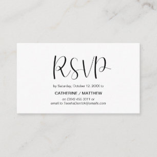 Carte D'accompagnement Minimal moderne, Script noir, réponse RSVP