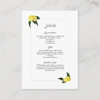 Carte D'accompagnement Minimal Oil Painted Lemons Enclosure Card