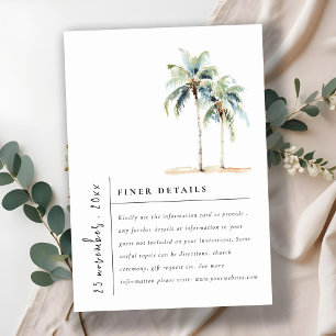 Carte D'accompagnement Minimal Palm Trees Mariage tropical Détails