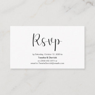 Carte D'accompagnement Minimal, police noire, mariage RSVP, répondre