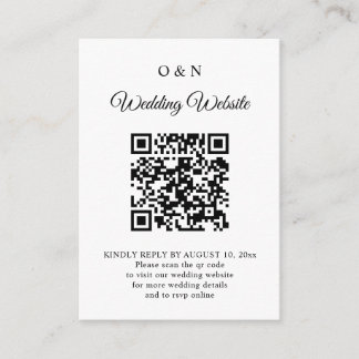 Carte D'accompagnement Minimal Wedding Black and White QR Code RSVP