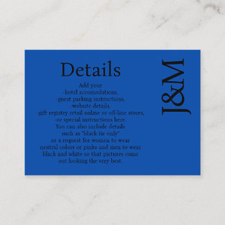 Carte D'accompagnement Minimalist Cobalt Blue Enclosure Details Card