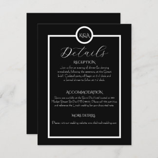 Carte D'accompagnement Minimalist Elegant Black & White Wedding 