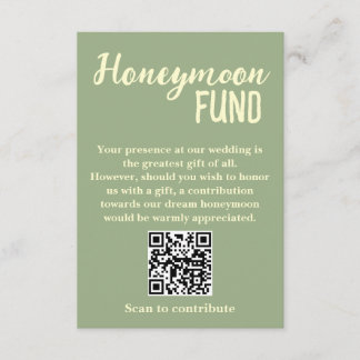 Carte D'accompagnement Minimalist Honeymoon Fund QR Code Wedding