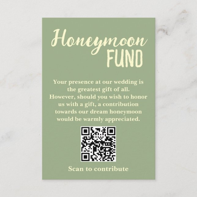 Carte D'accompagnement Minimalist Honeymoon Fund QR Code Wedding (Devant)