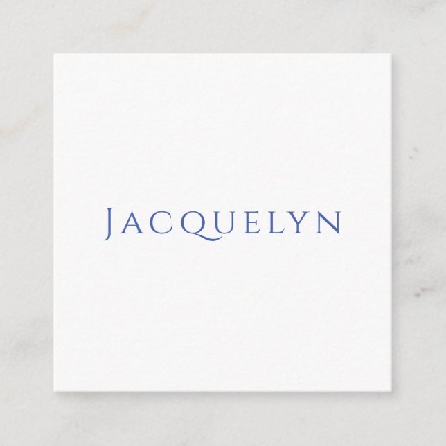 Carte D'accompagnement Minimalist White Blue Plain Elegant Modern Name (Devant)