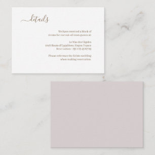 Carte D'accompagnement Minimalist White Blush Gold Mariage détails de l'h