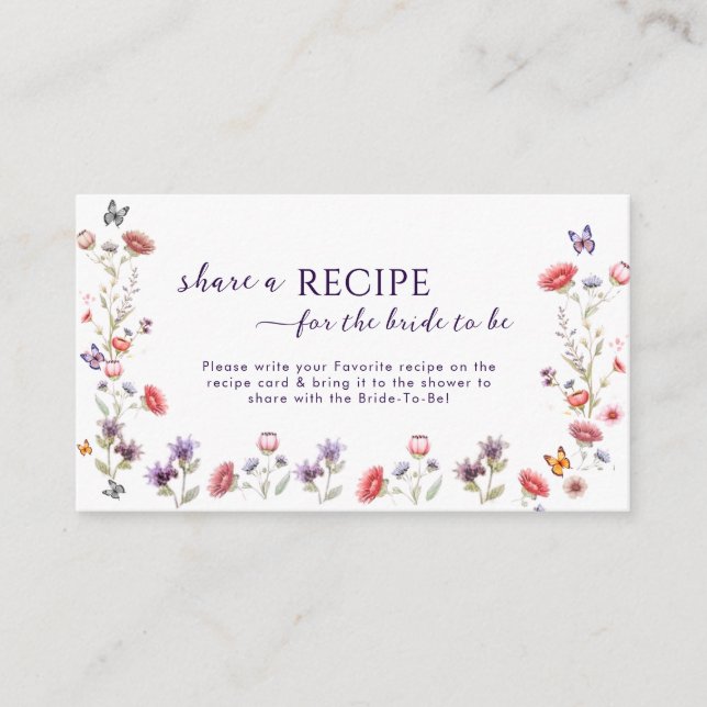 Carte D'accompagnement Minimalist Wildflower Recipe Request Card  (Devant)