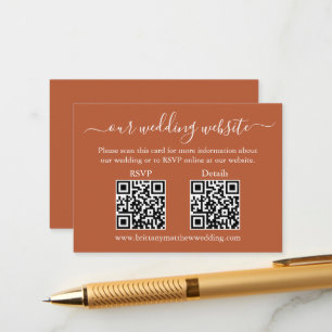 Carte D'accompagnement Minimaliste 2 QR Wedding RSVP Détails Terracotta