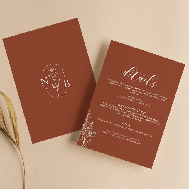 Carte D'accompagnement Minimaliste Boho Terracotta Burnt Orange Mariage (Créateur téléchargé)