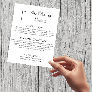 Carte D'accompagnement MINIMALISTE Croix Noire Détails de Mariage Chrétie