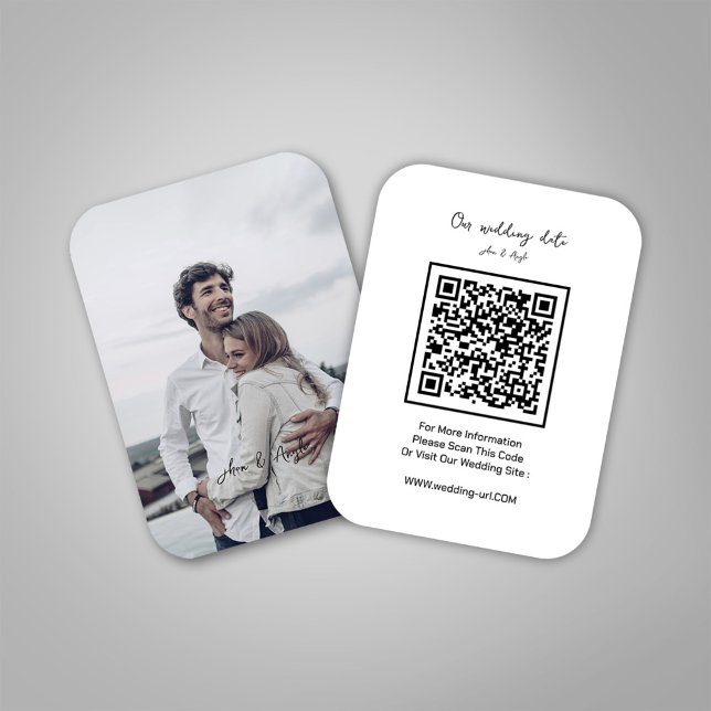 Carte D'accompagnement Minimaliste enregistrer la date Mariage Site Web Q (Wedding Enclosure QR Card)