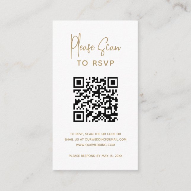 Carte D'accompagnement Minimaliste Gold QR Code Mariage moderne (Devant)