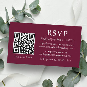 Carte D'accompagnement Minimaliste Mariage Bourgogne QR RSVP