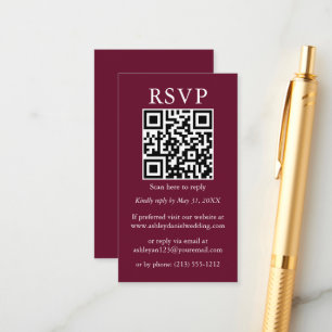 Carte D'accompagnement Minimaliste mariage simple QR RSVP Bourgogne