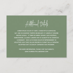 Carte D'accompagnement Minimaliste Sage Vert Mariage moderne