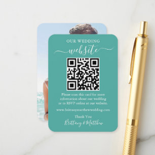 Carte D'accompagnement Minimaliste Simple Mariage Site Web Photo QR Turqu