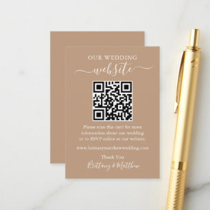 Carte D'accompagnement Minimaliste simple site Mariage QR Taupe