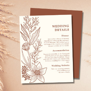 Carte D'accompagnement Minimaliste Terracotta Burnt Orange Détails Mariag