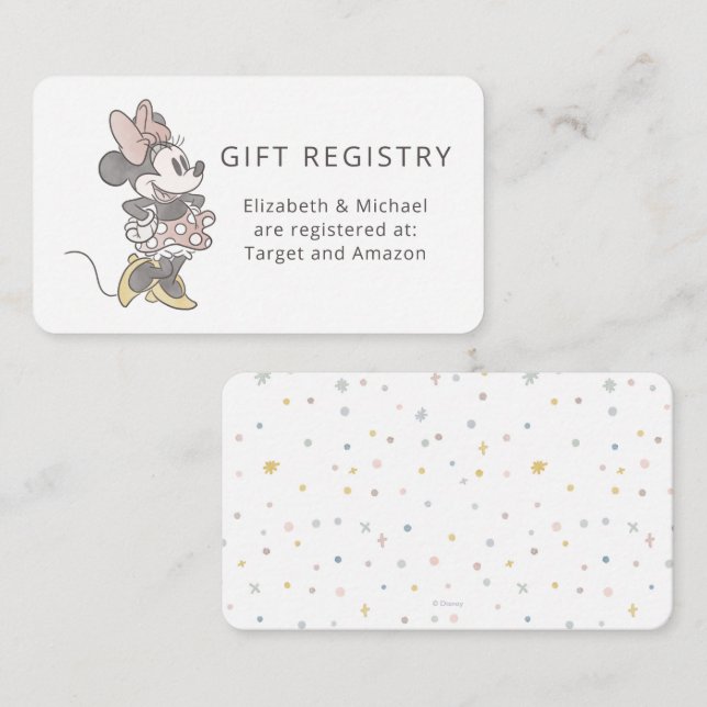 Carte D'accompagnement Minnie Mouse | Registre des cadeaux de Baby shower (Devant / Derrière)