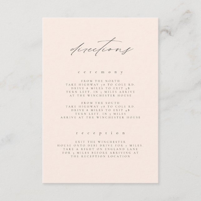 Carte D'accompagnement Minuscule Bleu Art Floral Directions Mariages (Devant)