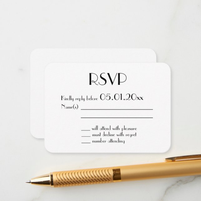 Carte D'accompagnement Minuscule Déco mariage blanc RSVP (Devant/Arrière en situation)