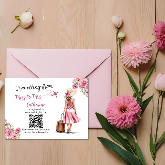 Carte D'accompagnement Mlle à Mme Voyage Robe Rose Pastel Shower de Maria (Créateur téléchargé)