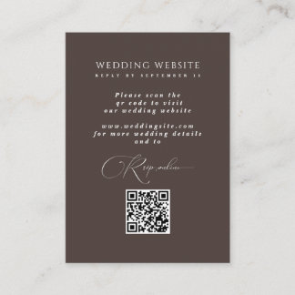 Carte D'accompagnement Mocha Brown Digital Réponse QR Code Site Mariage