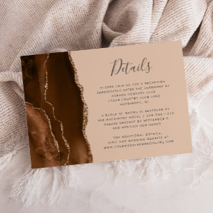 Carte D'accompagnement Mocha Brown Gold Agate Tan Détails du Mariage