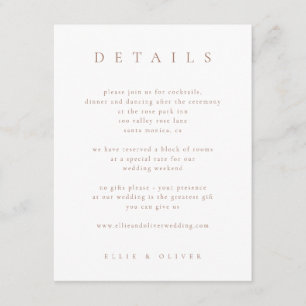 Carte D'accompagnement Mocha Mousse & White Boho Détails Mariage Moderne