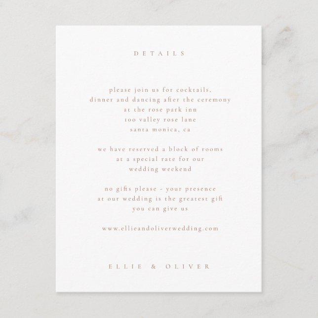 Carte D'accompagnement Mocha Mousse & White Boho Photo Mariage Moderne (Devant)
