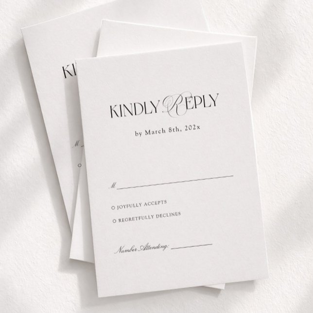 Carte D'accompagnement Modern Black and White Wedding Response  (Créateur téléchargé)