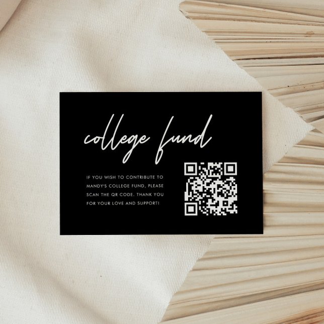 Carte D'accompagnement Modern Black Graduation College Fund QR Code (Créateur téléchargé)