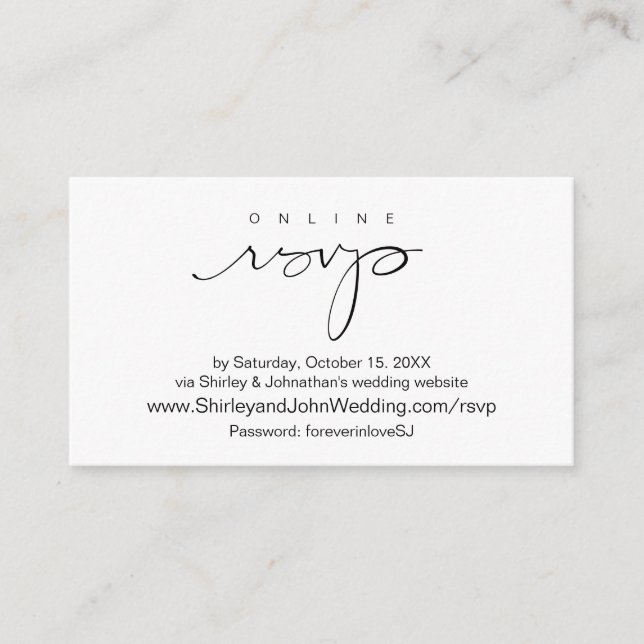 Carte D'accompagnement Modern Black, Online RSVP via le site Mariage (Devant)