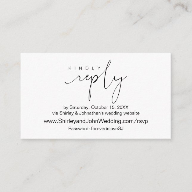 Carte D'accompagnement Modern Black, Online RSVP via le site Mariage (Devant)