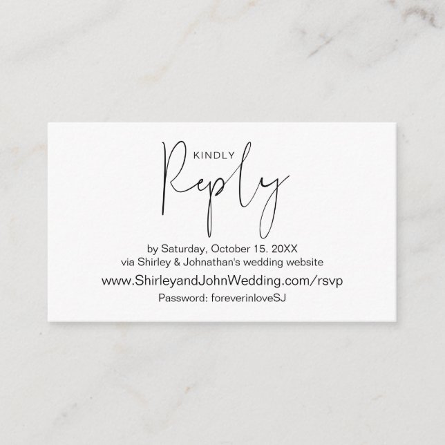 Carte D'accompagnement Modern Black, Online RSVP via le site Mariage (Devant)