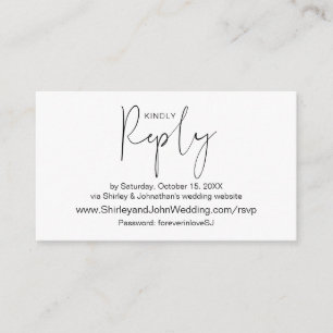 Carte D'accompagnement Modern Black, Online RSVP via le site Mariage
