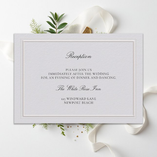 Carte D'accompagnement Modern Classic Elevated Ivory Wedding Reception (modern classic wedding reception details double frame elevated ecru formal traditional calligraphy)