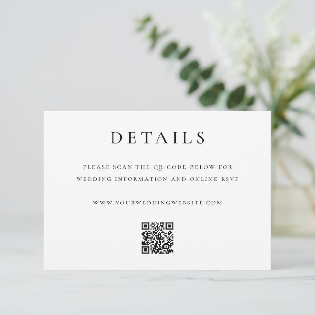 Carte D'accompagnement Modern Elegant QR Code Wedding Details (Debout devant)