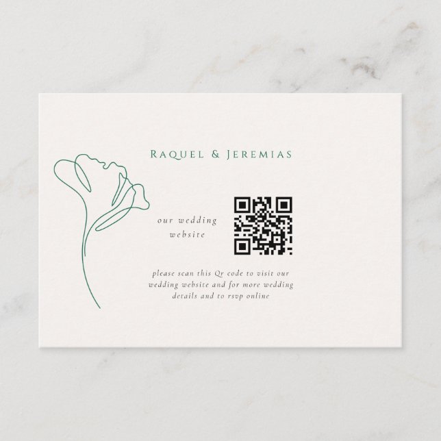 Carte D'accompagnement Modern Emerald Wedding Website Enclosure Card (Devant)