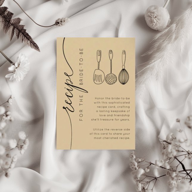 Carte D'accompagnement  Modern Golden Beige Bridal Shower Recipe  (Créateur téléchargé)