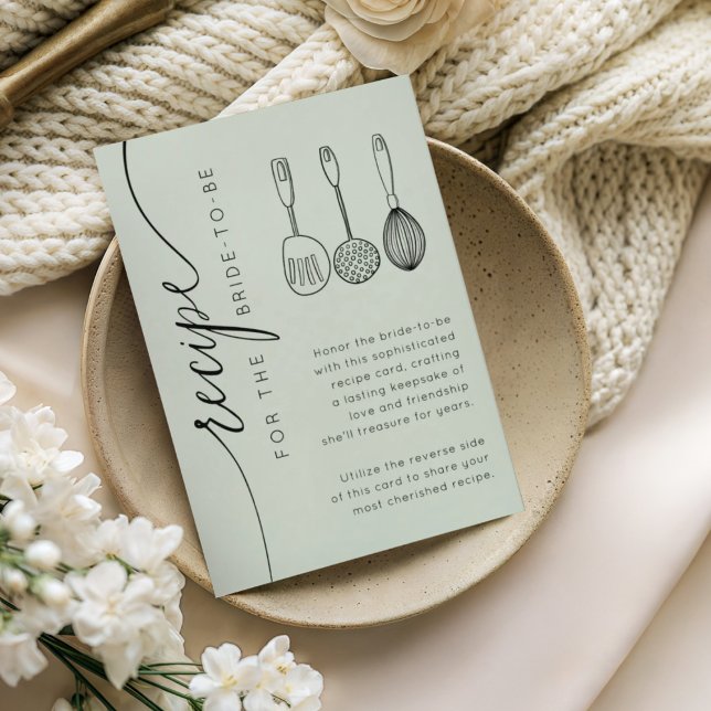 Carte D'accompagnement Modern Green Bridal Shower Recipe (Créateur téléchargé)