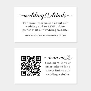 Carte D'accompagnement Modern Heart Script Mariage Détails Site Web