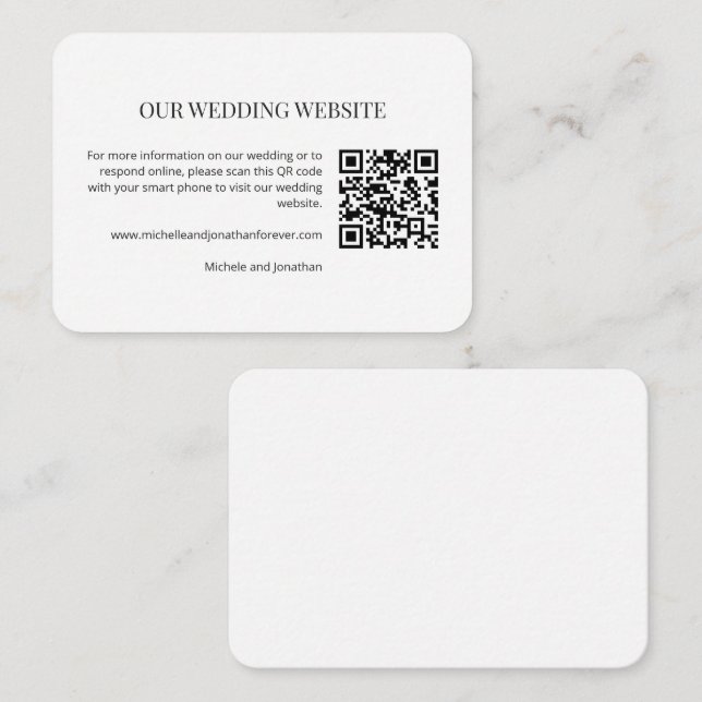Carte D'accompagnement Modern Minimal Wedding Website QR Code Insert Card (Devant / Derrière)