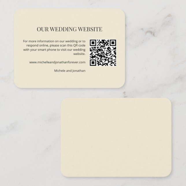 Carte D'accompagnement Modern Minimal Wedding Website QR Code Insert Card (Devant / Derrière)